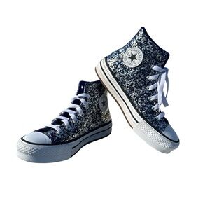 Fairy Skater Converse High Top Purple Glitter Punk Emo Girls Size 3.5